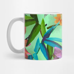 tropical floral leaves botanical garden, tropical plants,leaves and flowers, green mint leaves pattern Mug